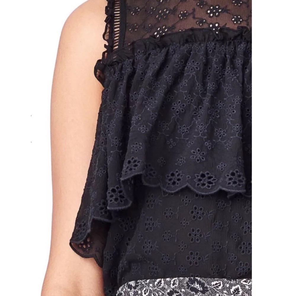 Rebecca Taylor eyelet cold shoulder/sleeveless top